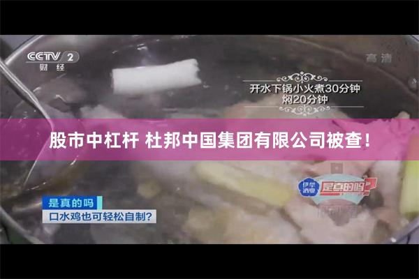 股市中杠杆 杜邦中国集团有限公司被查！