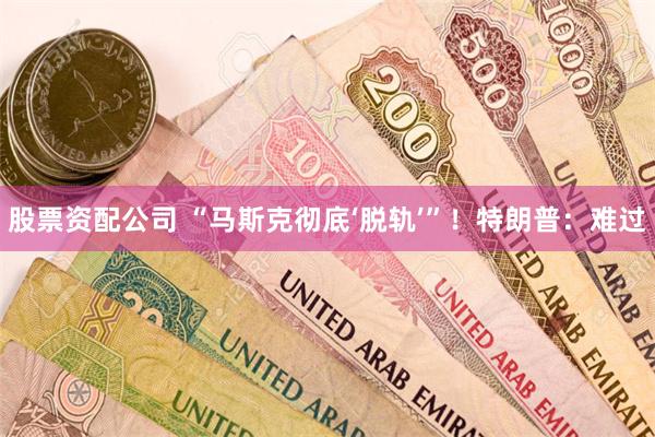 股票资配公司 “马斯克彻底‘脱轨’”！特朗普：难过