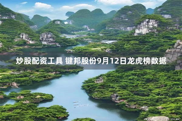 炒股配资工具 键邦股份9月12日龙虎榜数据
